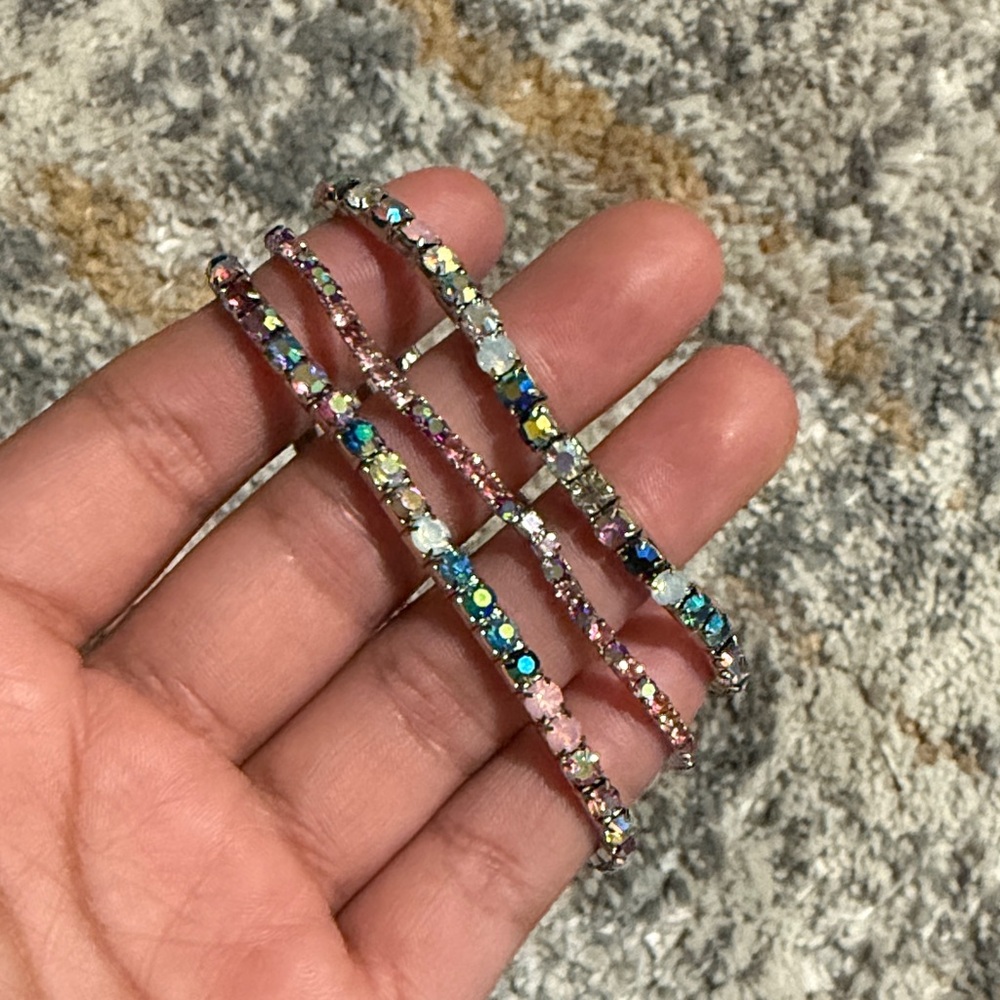 Multicolor Crystal Tennis Bracelet Set - Women's Jewelry